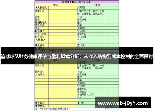 篮球球队财务健康评估与盈利模式分析：从收入结构到成本控制的全面探讨